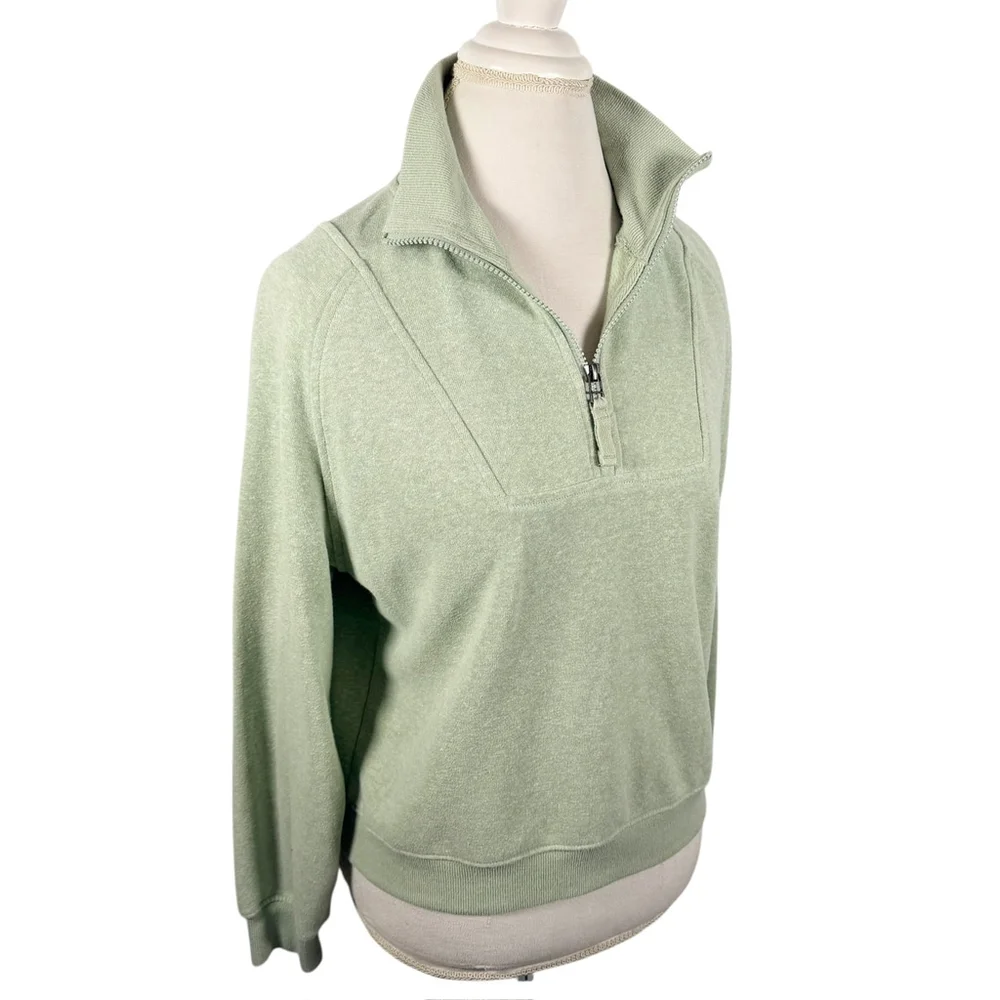 Prana Cozy Up Pullover Sweatshirt Heather Green Crop Length Relaxed Size S - Picture 9 of 12